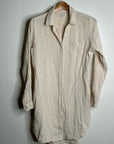 Trovata 100% Cotton Gauze Cream Button Down Shirt Dress