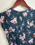 Rebecca Taylor 100% Silk Floral V - Neck Wide Leg Jumpsuit Short Sleeve