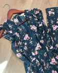 Rebecca Taylor 100% Silk Floral V - Neck Wide Leg Jumpsuit Short Sleeve