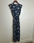 Rebecca Taylor 100% Silk Floral V - Neck Wide Leg Jumpsuit Short Sleeve