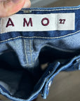 AMO 100% Cotton Christie High Rise Full Length Barrel Jean Dark Wash