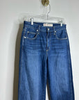 AMO 100% Cotton Christie High Rise Full Length Barrel Jean Dark Wash