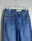 AMO 100% Cotton Christie High Rise Full Length Barrel Jean Dark Wash