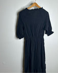 Outerknown 100% Organic Cotton Button Down Tie Waist Black Maxi Dress