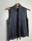 FRAME 100% Silk Navy Button Down Lightweight Tank Top Blouse