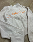 House of Harlow 100% Cashmere 'La Dolce Vita' Embroidered Tan Hooded Sweater