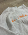 House of Harlow 100% Cashmere 'La Dolce Vita' Embroidered Tan Hooded Sweater