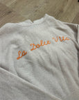 House of Harlow 100% Cashmere 'La Dolce Vita' Embroidered Tan Hooded Sweater