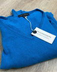 Skull Cashmere 100% Cashmere Bright Blue V - Neck Knit Sweater