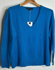 Skull Cashmere 100% Cashmere Bright Blue V - Neck Knit Sweater
