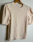 FRAME 100% Cotton Blush Light Pink Puff Sleeve T - Shirt Top