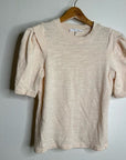 FRAME 100% Cotton Blush Light Pink Puff Sleeve T - Shirt Top