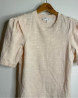 FRAME 100% Cotton Blush Light Pink Puff Sleeve T - Shirt Top