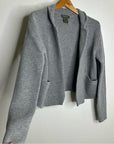Ariat 100% Merino Wool Open Front Knit Jacket Cardigan Sweater Gray