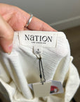 Nation LA 100% Cotton Emmy Cream Flutter Sleeve V - Neck Blouse Top