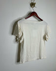 Nation LA 100% Cotton Emmy Cream Flutter Sleeve V - Neck Blouse Top