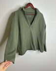 Frank & Eileen 100% Cotton Triple Terry Patrick Popover Sweatshirt Top Green