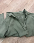Frank & Eileen 100% Cotton Triple Terry Patrick Popover Sweatshirt Top Green