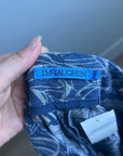 J. McLaughlin 100% Cotton Denim Leaf Lover Print Wide Leg Trouser Pant