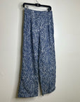 J. McLaughlin 100% Cotton Denim Leaf Lover Print Wide Leg Trouser Pant