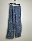 J. McLaughlin 100% Cotton Denim Leaf Lover Print Wide Leg Trouser Pant