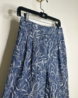 J. McLaughlin 100% Cotton Denim Leaf Lover Print Wide Leg Trouser Pant