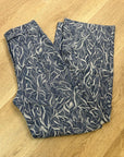J. McLaughlin 100% Cotton Denim Leaf Lover Print Wide Leg Trouser Pant