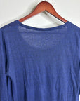 Eileen Fisher 100% Linen Lighweight Scoop Neck Blue Striped Short Sleeve Top