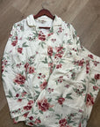 Garnet Hill 100% Organic Cotton Floral White Long Sleeve Pajama Set