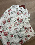Garnet Hill 100% Organic Cotton Floral White Long Sleeve Pajama Set