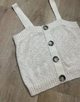 525 American Cotton Linen Textured Chunky Button Down Sweater Tank Neutral
