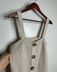 525 American Cotton Linen Textured Chunky Button Down Sweater Tank Neutral