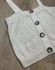 525 American Cotton Linen Textured Chunky Button Down Sweater Tank Neutral