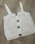 525 American Cotton Linen Textured Chunky Button Down Sweater Tank Neutral