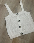 525 American Cotton Linen Textured Chunky Button Down Sweater Tank Neutral