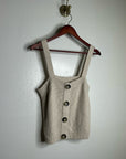 525 American Cotton Linen Textured Chunky Button Down Sweater Tank Neutral