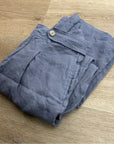 Nicole Miller 100% Linen Belted Straight Leg Cropped Trouser Pant