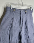 Nicole Miller 100% Linen Belted Straight Leg Cropped Trouser Pant