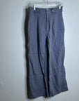 Nicole Miller 100% Linen Belted Straight Leg Cropped Trouser Pant