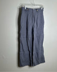Nicole Miller 100% Linen Belted Straight Leg Cropped Trouser Pant