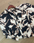 Anthropologie Maeve 100% Cotton Neutral Floral Button Down Shirt Midi Dress