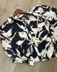Anthropologie Maeve 100% Cotton Neutral Floral Button Down Shirt Midi Dress