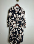 Anthropologie Maeve 100% Cotton Neutral Floral Button Down Shirt Midi Dress