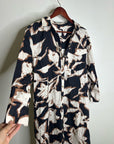 Anthropologie Maeve 100% Cotton Neutral Floral Button Down Shirt Midi Dress