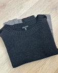 Eileen Fisher Yak Wool Silk Knit Black Gray Gradient Textured Crew Neck Sweater