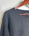 Eileen Fisher Yak Wool Silk Knit Black Gray Gradient Textured Crew Neck Sweater