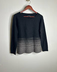 Eileen Fisher Yak Wool Silk Knit Black Gray Gradient Textured Crew Neck Sweater