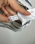 J. Crew 100% Cotton Pointelle Knit White Black Striped Crew Neck T - Shirt