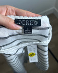 J. Crew 100% Cotton Pointelle Knit White Black Striped Crew Neck T - Shirt