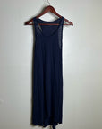 Eileen Fisher Hemp Organic Cotton Lightweight Racerback Navy Blue Midi Dress